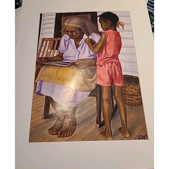 GREGORY MYRICK "Grandma & ME HAND SIGNED IN INK AFRICAN AMERICAN LITHOGRAPH